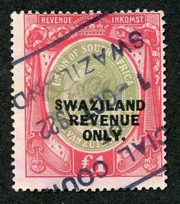 swaziland-1922-bf85-one-pound-revenue-barefoot-retail-125-pounds