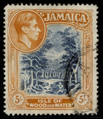 jamaica-gvi-sg132a-5s-slate-blue-yellow-orange-fine-used-cat-275-p14-line