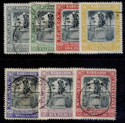 barbados-edvii-sg145-151-1906-nelson-centenary-set-fine-used-cat-80-cds