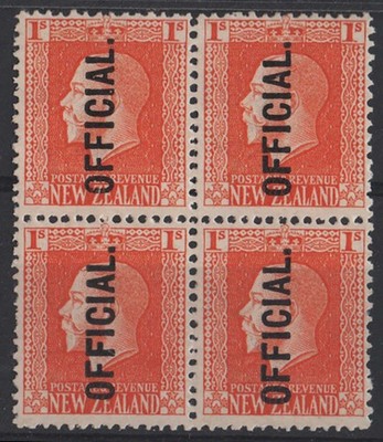 new-zealand-1915-1s-orange-vermilion-official-perf-14x13-sgo105-f-mint-blk-of