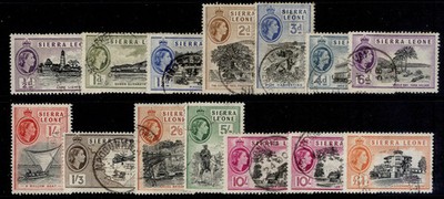 sierra-leone-qeii-sg210-222-1956-61-set-inc-10d-shades-fine-used-cat-110