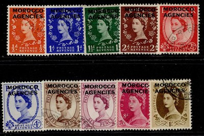 morocco-agencies-gb-qeii-sg101-110-1952-55-complete-set-fine-used-cat-18