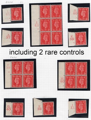 gb-1937-dark-colours-1d-scarlet-sg463-range-of-control-pieces-incl-i41-cyl-51
