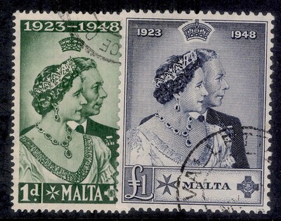 malta-gvi-sg249-250-1948-royal-silver-wedding-set-fine-used-cat-45