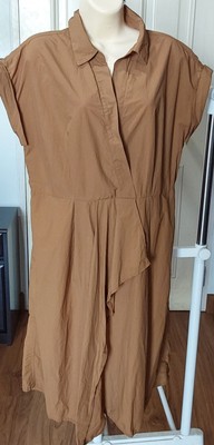moneta-korean-designer-short-sleeved-collared-copper-coloured-half-open-dress