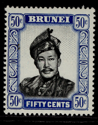 brunei-qeii-sg128-50c-black-ultramarine-lh-mint