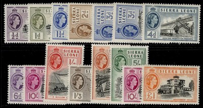 sierra-leone-qeii-sg210-222-1956-61-set-inc-all-perfs-shades-lh-mint