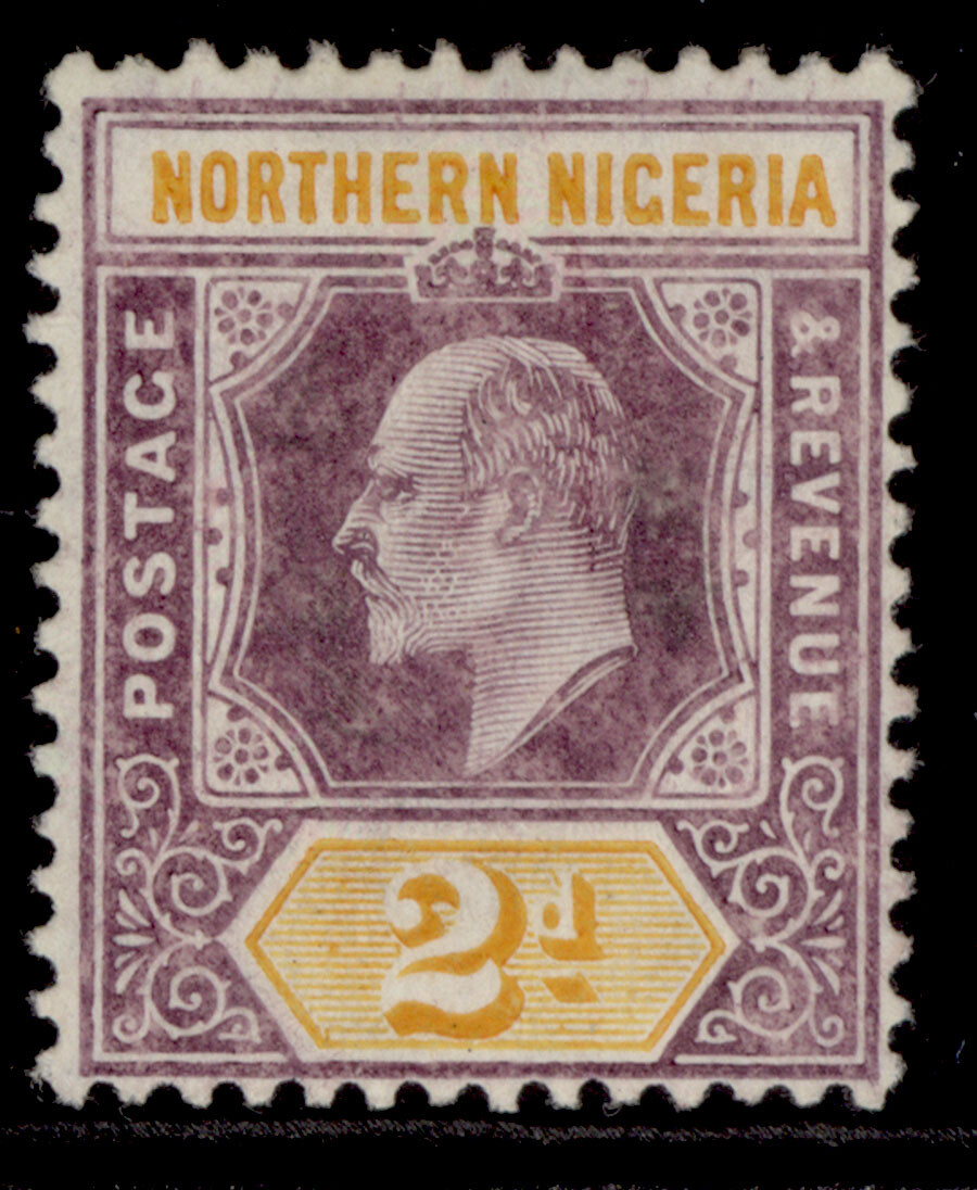 northern-nigeria-edvii-sg22a-2d-dull-purple-yellow-lh-mint-cat-19-chalky