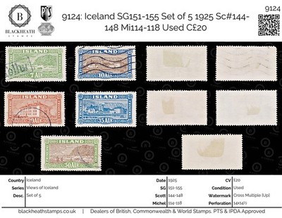9124-iceland-sg151-155-set-of-5-1925-sc-144-148-mi114-118-used-c20