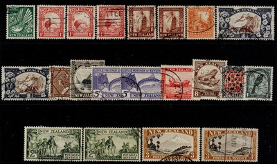 new-zealand-gv-sg556-569-1935-complete-set-fine-used-cat-400-inc-extra-perfs