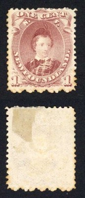 newfoundland-sg35-1c-purple-brown-type-2-no-gum-toned-cat-150-pounds