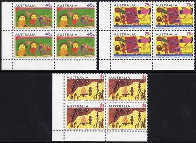 australia-sg1450-2-childrens-paintings-set-of-3-blocks-of-4-u-m