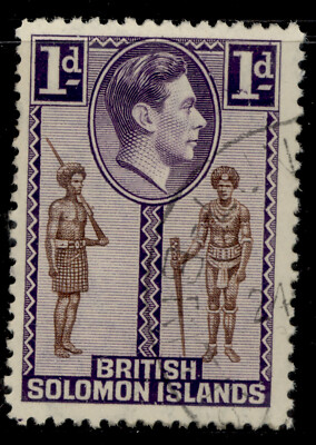 british-solomon-islands-gvi-sg61-1d-brown-and-deep-violet-fine-used