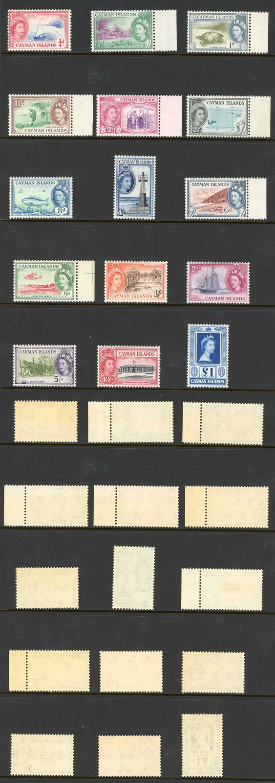 cayman-is-sg148-61a-1953-set-of-15-fresh-colour-u-m-cat-130-pounds