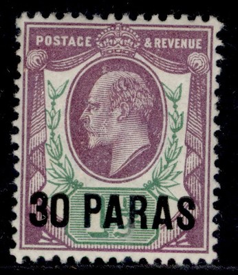 british-levant-edvii-sg16-30pa-on-1d-pale-dull-purple-green-m-mint-cat-20