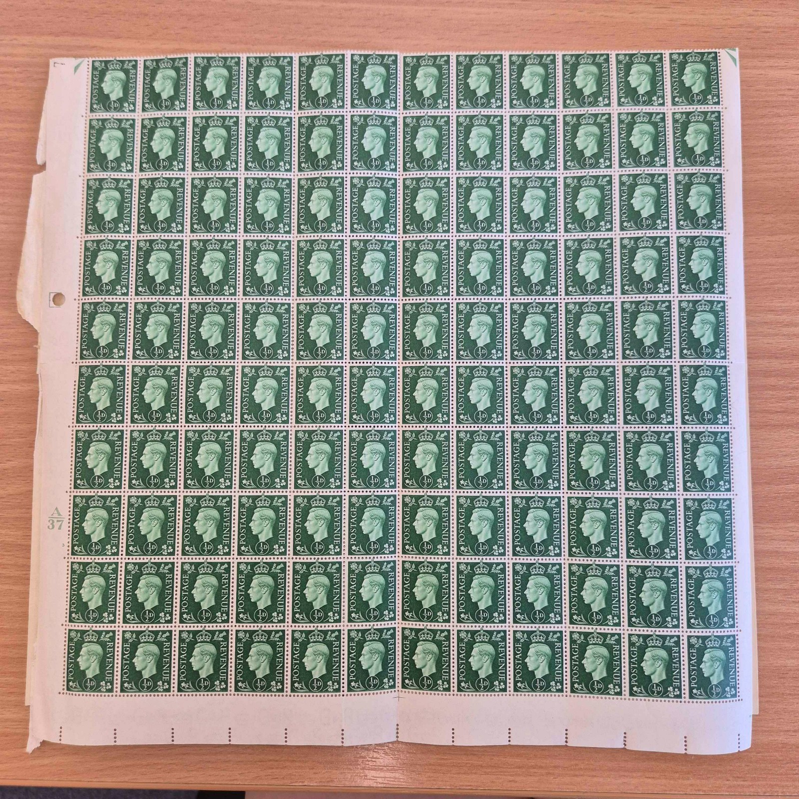 sg462-d-green-complete-sheet-cyl-a37-3-no-dot-unmounted-mint