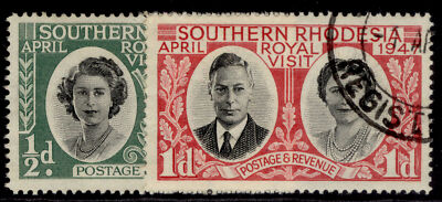 southern-rhodesia-gvi-sg62-63-1947-royal-visit-set-fine-used