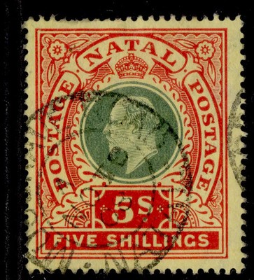 south-africa-natal-edvii-sg169-5s-green-red-yellow-fine-used-cat-50-cds