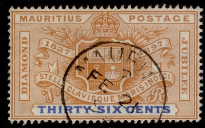 mauritius-qv-sg133-36c-orange-ultramarine-fine-used-cat-35-cds