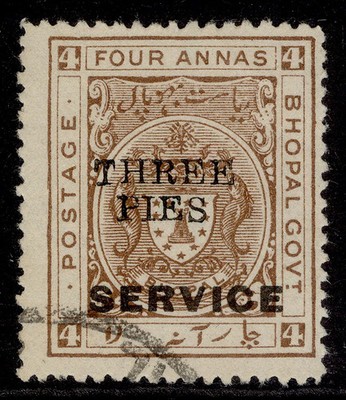 indian-states-bhopal-gv-sg-o325-3p-on-4a-chocolate-fine-used