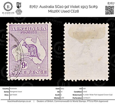 8767-australia-sg10-9d-violet-1913-sc-9-mi12iix-used-c28
