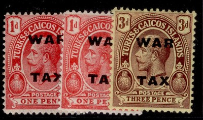 turks-caicos-gv-sg146-146a-147-1918-wax-t41-opt-set-lh-mint-cat-11