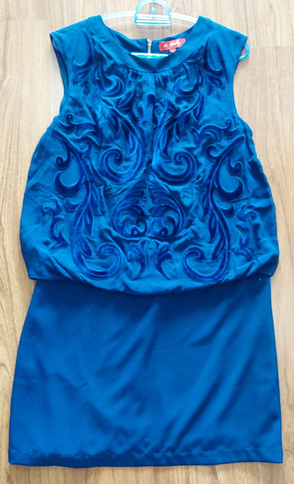 rene-derhy-fashion-sleeveless-lined-dress-with-velvet-accents-size-m-vintage