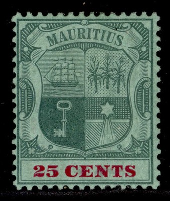 mauritius-edvii-sg151a-25c-green-carmine-green-m-mint-cat-7-5-chalky