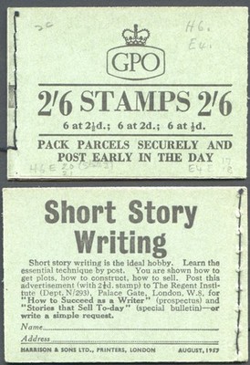 f57-2-6-booklet-wmk-edwards-two-panes-with-cyl-numbers-august-1957