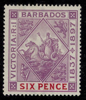 barbados-qv-sg121-6d-mauve-carmine-m-mint-cat-55