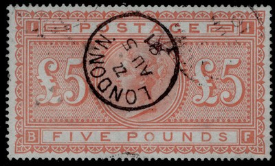 gb-qv-sg133-scarce-5-orange-blued-paper-fine-used-cat-9000-cds-bf