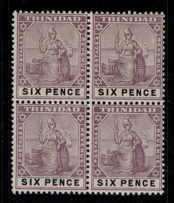 trinidad-edvii-sg139-6d-dull-purple-black-nh-mint-cat-96-block-x4