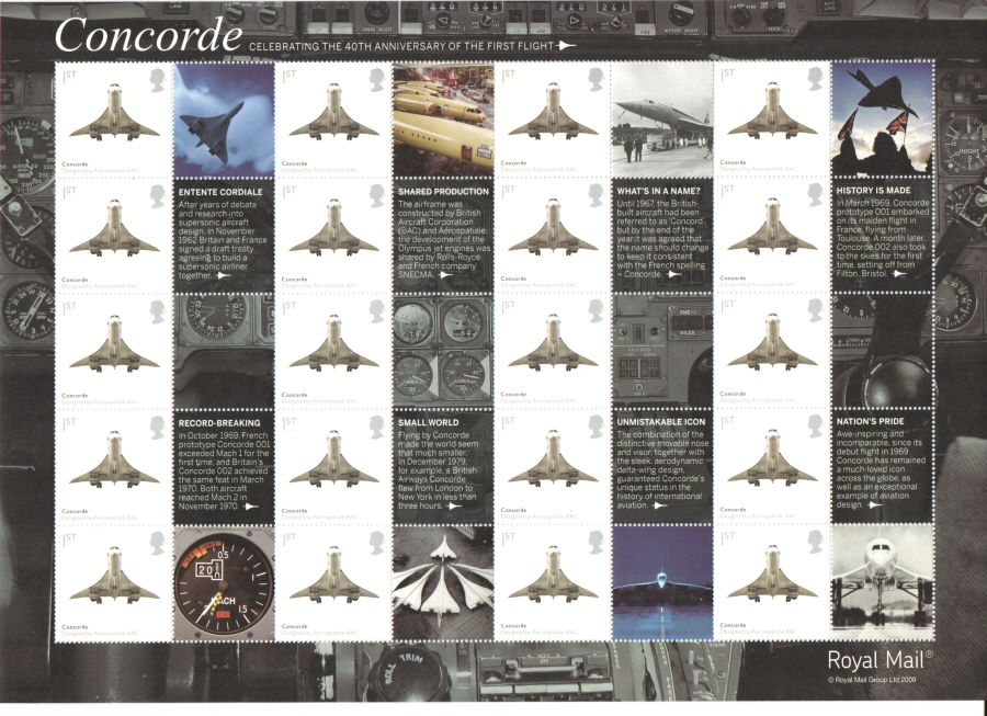 gb-royal-mail-2009-ls56-concorde-40th-anniversary-smiler-sheet-unmounted-mint