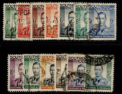southern-rhodesia-gvi-sg40-52-1937-complete-set-fine-used-cat-23