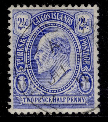 turks-caicos-islands-edvii-sg120-2d-blue-fine-used