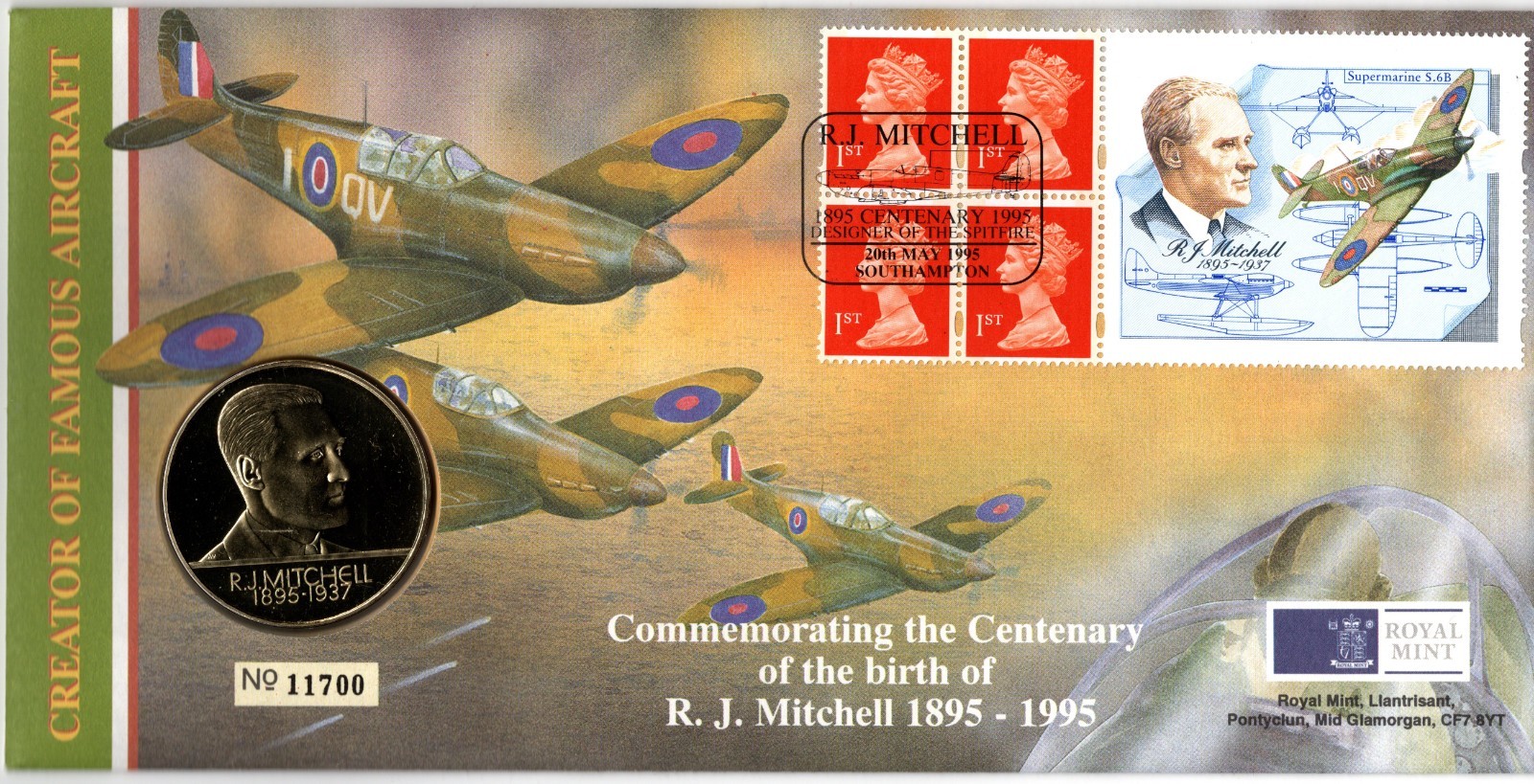 1895-1995-creator-of-famous-aircraft-centenary-r-j-mitchell-pr-medal-cover-pnc