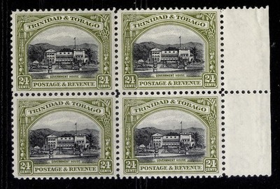 trinidad-tobago-gv-sg236-24c-black-olive-green-nh-mint-cat-44-block-x4