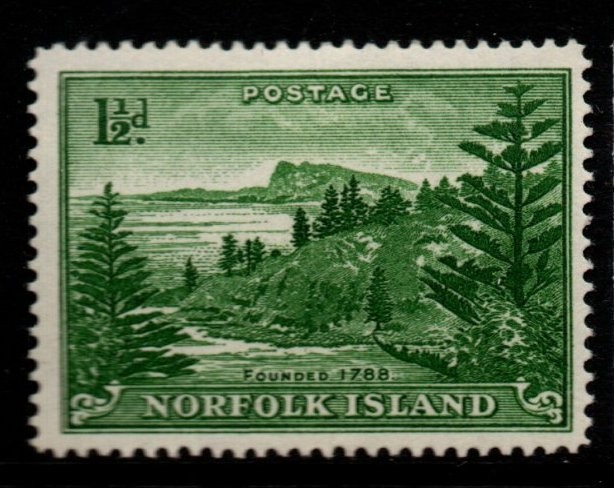 norfolk-island-sg3a-1956-1d-emerald-green-white-paper-mtd-mint