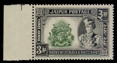indian-states-jaipur-gvi-sg77-3a-green-black-nh-mint-marginal