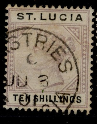 st-lucia-qv-sg52-10s-dull-mauve-black-fine-used-cat-200-cds
