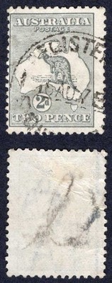 australia-sg35-2d-grey-kangaroo-wmk-narrow-crown-used-cat-10-pounds