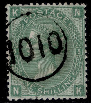 gb-qv-sg117-1s-green-plate-5-fine-used-cat-45-telegraph-postmark-nk