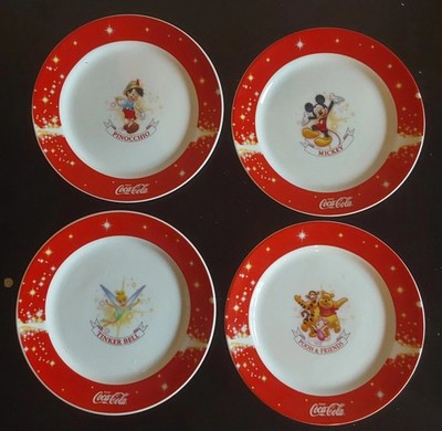 disney-coca-cola-plates-set-tinkerbell-pooh-friends-mickey-mouse-pinocchio