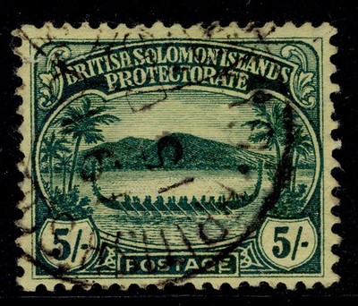 british-solomon-islands-edvii-sg17-5s-green-yellow-fine-used-cat-130-cds