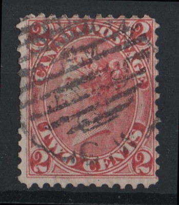 canada-1864-2c-bright-rose-sg45-odd-nibbled-perf-otherwise-fu-c225