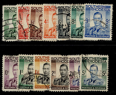 southern-rhodesia-gvi-sg40-52-complete-set-fine-used-cat-23
