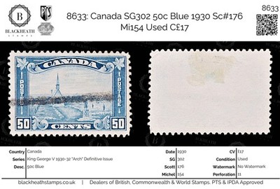 8633-canada-sg302-50c-blue-1930-sc-176-mi154-used-c17