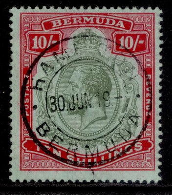 bermuda-gv-sg54-10s-grn-carm-pale-bluish-grn-very-fine-used-cat-250-cds-pmk