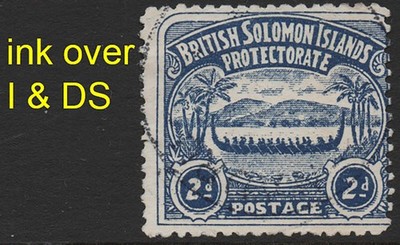solomon-is-1907-large-canoes-2d-fu-type-4-with-ink-over-i-ds-variety-sg3