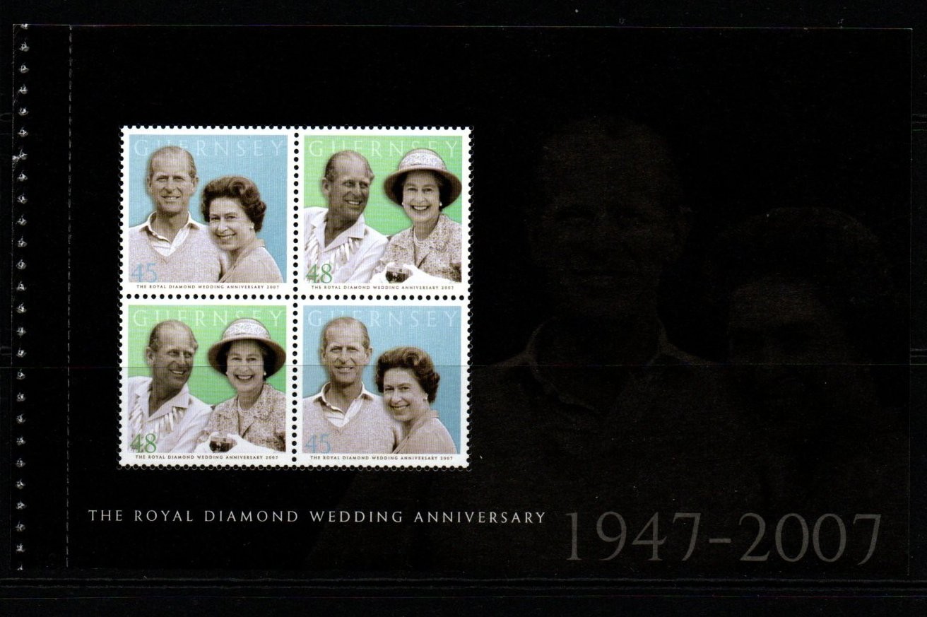 guernsey-sg1176a-2007-diamond-wedding-booklet-pane-mnh